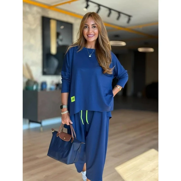 Lucky Life Kadın Iki Iplik Viskon Pamuk Kumaş Arma Detaylı Ikili Takım - Resim 12