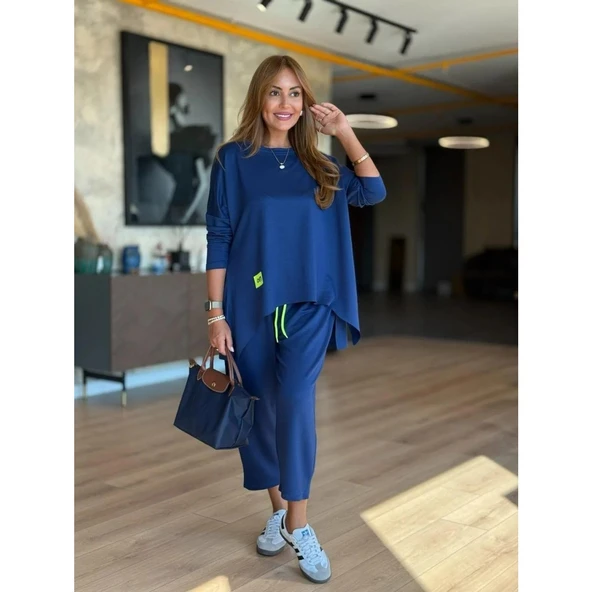 Lucky Life Kadın Iki Iplik Viskon Pamuk Kumaş Arma Detaylı Ikili Takım - Resim 9