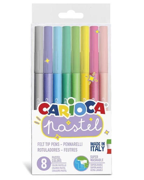 Carioca Pastel Renkler Süper Yıkanabilir Keçeli Boya Kalemi 8 Renk