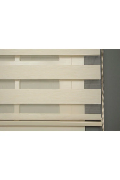 Blind-X Ekru Bambu Stor Zebra Perde Balkon Perdesi, Oturma Odası Perdesi (Dayanıklı Alüminyum Kasa) - 2