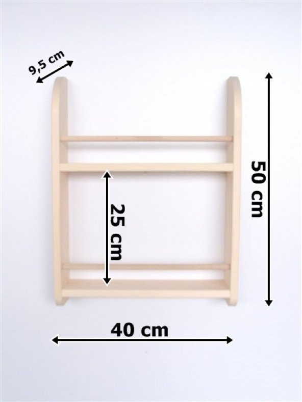 Ahşap 2 raflı mini Montessori kitaplık raf naturel 50x40 cm - 3