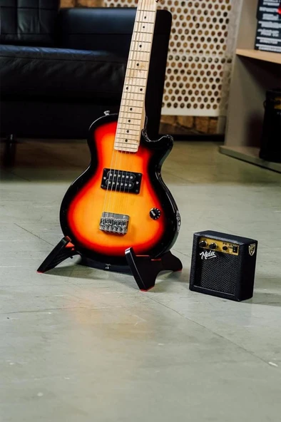Midex CEG-34SB 5-8 Yaş Çocuklar İçin Amfili Full 1/2 34 İnç Elektro Gitar Seti Sunburs - Resim 4