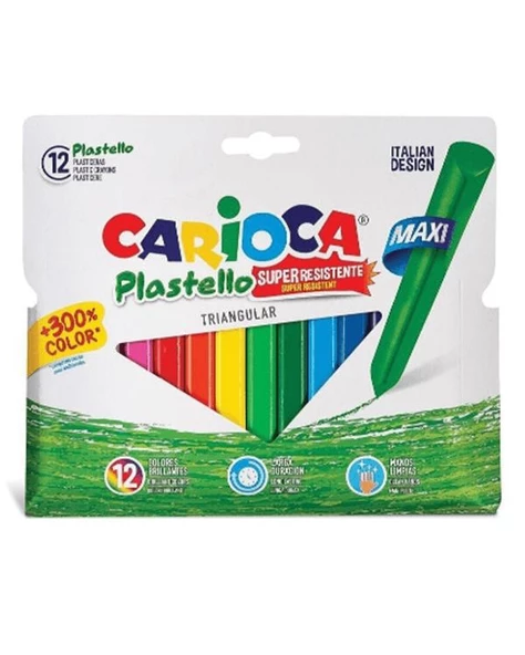 Carioca Plastello 12li Elleri Kirletmeyen Maxi Pastel Boya Kalemi