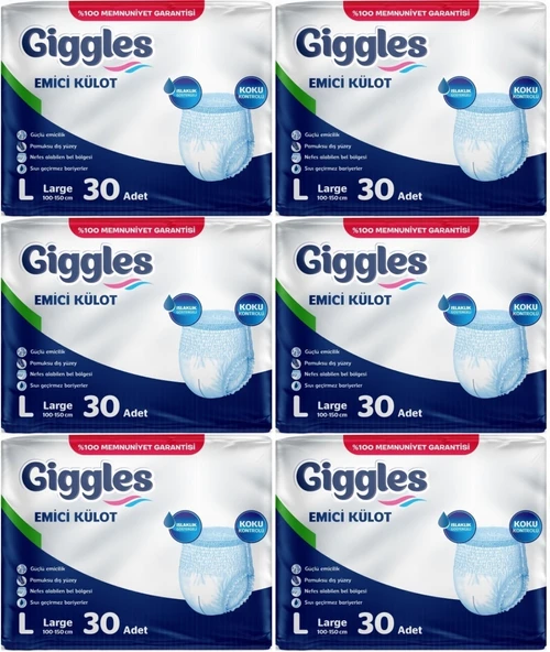 Giggles Hasta Bezi Yetişkin Emici Külot L-Büyük 180 Adet (6PK*30)