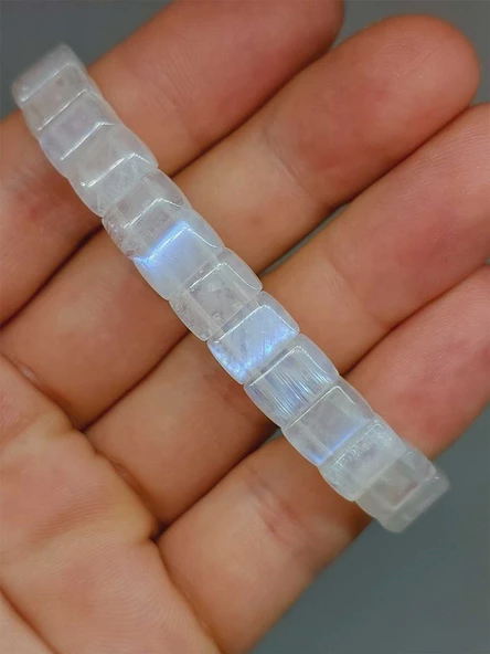 Ay Taşı Yansımalı Renkler Özel Kare Kesim Bileklik (17-18cm) (53018) - Resim 7