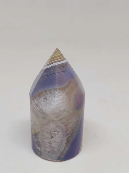 Kalsedon Taşı Kristalize Koleksiyonluk Piramit Uçlu (53006) - 2