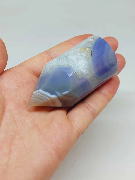 Kalsedon Taşı Kristalize Koleksiyonluk Piramit Uçlu (53006)