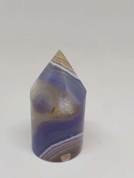 Kalsedon Taşı Kristalize Koleksiyonluk Piramit Uçlu (53006) - 3