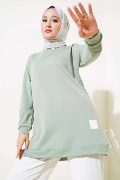 Yazı Baskı Armalı Tunik Çağla Yeşili ürün görseli 1