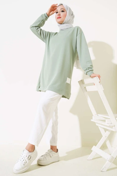 Yazı Baskı Armalı Tunik Çağla Yeşili - Resim 2