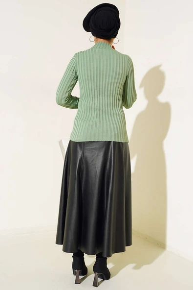 Fitilli Esnek Triko Kazak Mint - 3