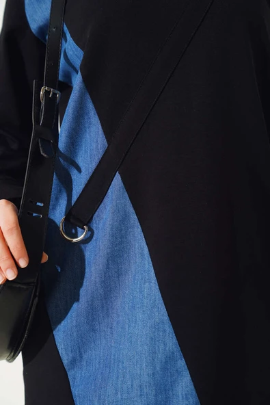 Kot Garni Detaylı Tunik Siyah - Resim 4