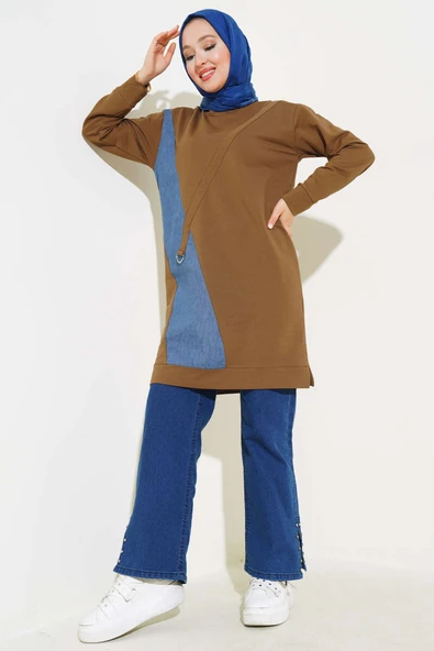 Kot Garni Detaylı Tunik Taba - Resim 2