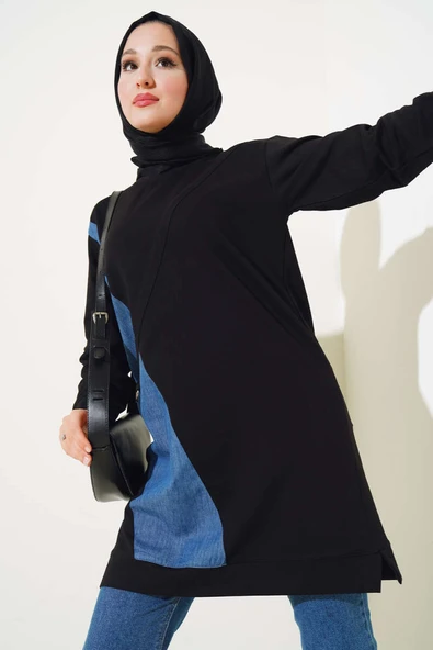 Kot Garni Detaylı Tunik Siyah ürün görseli
