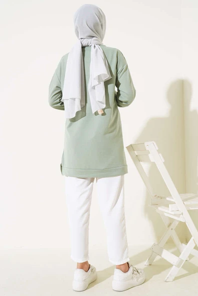 Yazı Baskı Armalı Tunik Çağla Yeşili - Resim 3