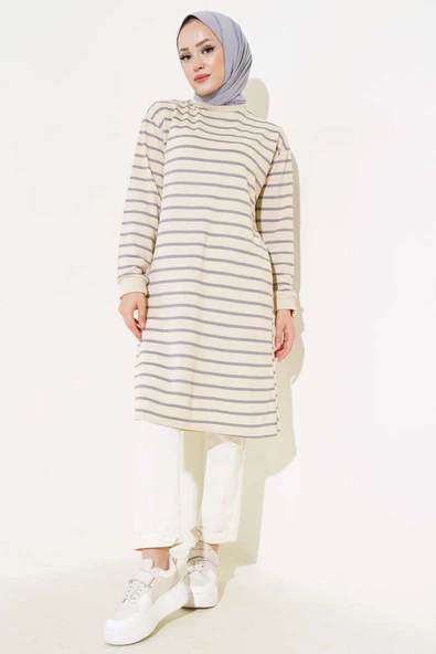 Çizgili Tunik Füme - 2