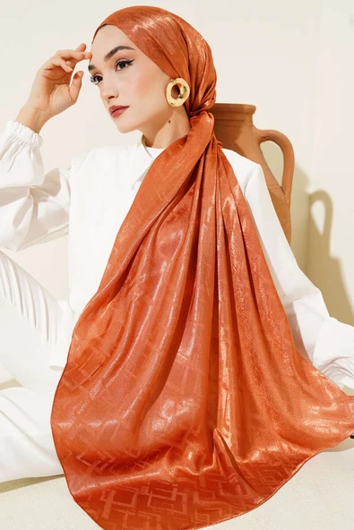 Geometri Desenli Jakar Şal Kiremit - 27 ürün görseli 1