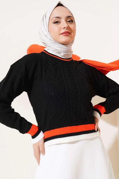 Yaka Renkli Kazak Siyah - 2