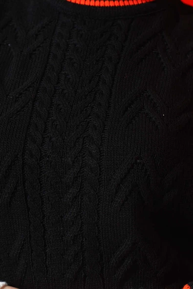 Yaka Renkli Kazak Siyah - 4