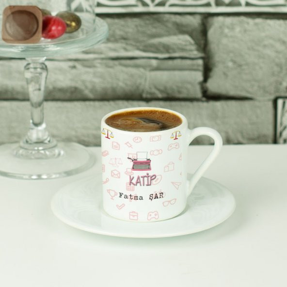 Katip Pembe Tasarım Kahve Fincanı