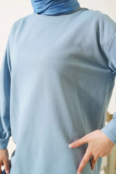 İki İplik Düz Tunik Bebe Mavi - Resim 4