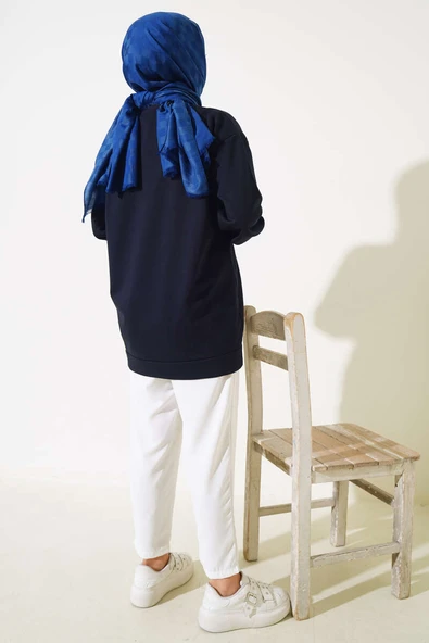 İki İplik Düz Tunik Lacivert - Resim 3