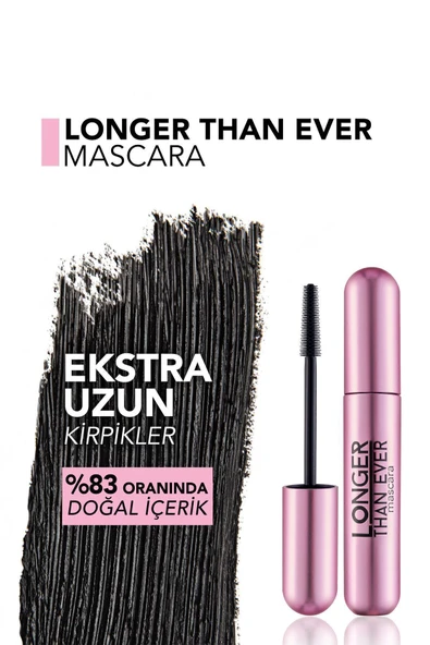 Doğal Formüllü Kirpik Uzatıcı Maskara (Siyah) - Longer Than Ever Mascara - 001 Black - 8682536067119 - Resim 5