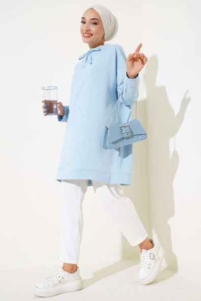 Dik Yaka Tunik Buz Mavisi - Resim 2