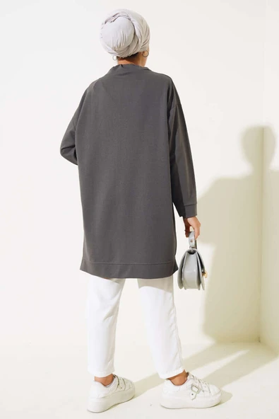 Dik Yaka Tunik Füme - 3