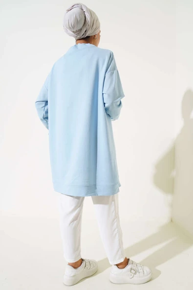 Dik Yaka Tunik Buz Mavisi - Resim 3