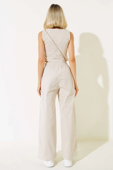 Tahta Düğmeli Yelekli İkili Takım Taş - Resim 3