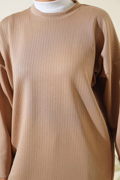 Pantolonu Çımalı Salaş İkili Takım Latte - Resim 4