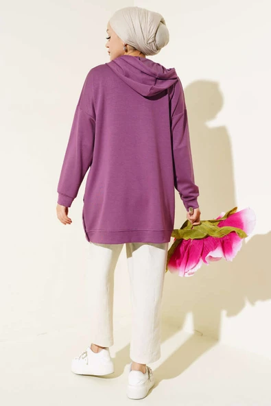 Loyşa Çıtçıtlı Kanguru Cepli Tunik Magenta - Resim 3