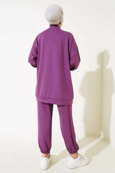 Loyşa Yarım Fermuarlı İkili Takım Magenta - Resim 3