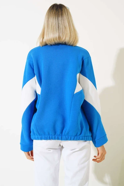 Garnili Üç İplik Salaş Kısa Hırka Saks - 3