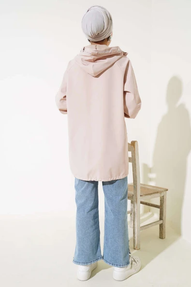 Körük Cepli Kapüşonlu Kap Bej - Resim 3