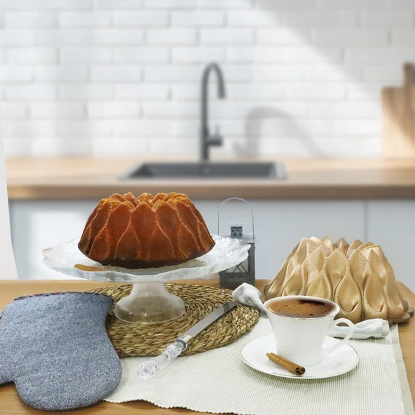 Serenk Fun Cooking Damla Alüminyum Döküm Granit Kaplama Kek Kalıbı - 26 cm Yanmaz ve Yapışmaz Yüzey - Resim 3