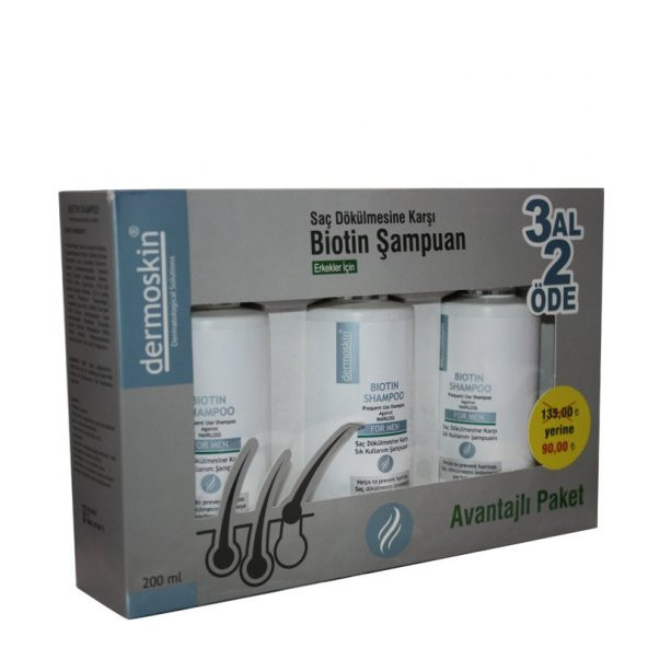 Dermoskin Erkekler için Saç Dökülmesine Karşı Biotin Şampuan 3 x 200 ML - 2