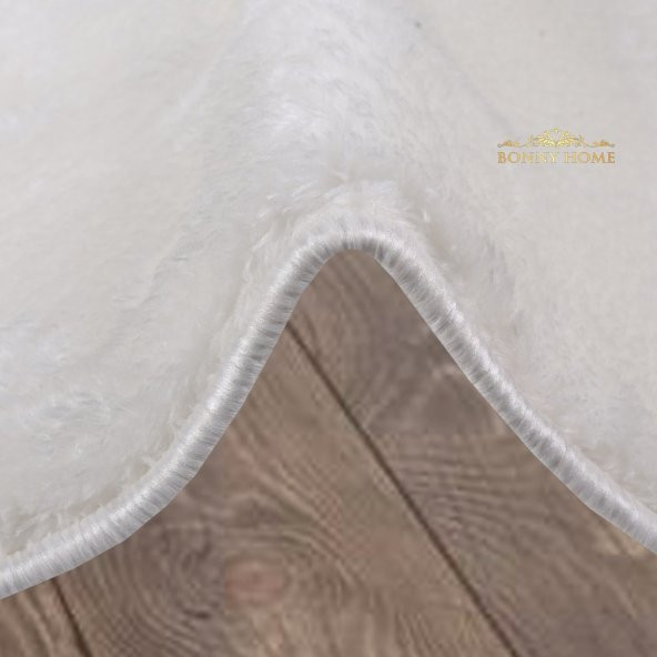 Bonny Home Elite Beyaz 120x120 cm Yuvarlak Peluş Banyo Paspası Kaymaz Taban Pufidik Banyo Halısı - 2