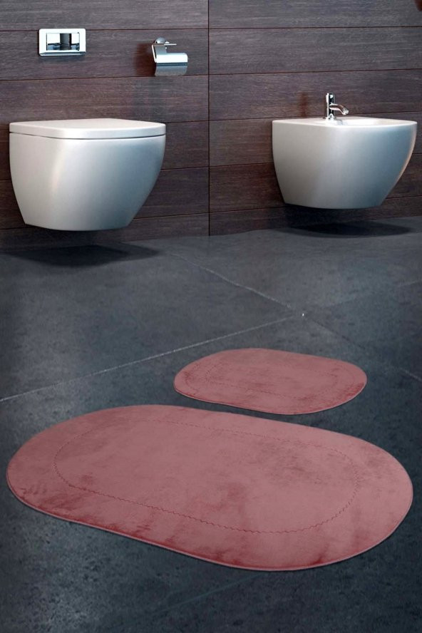 Bonny Home Rixos Pudra 2li Banyo Halısı Paspası Seti Kaymaz Tabanlı Klozet Takımı - 4