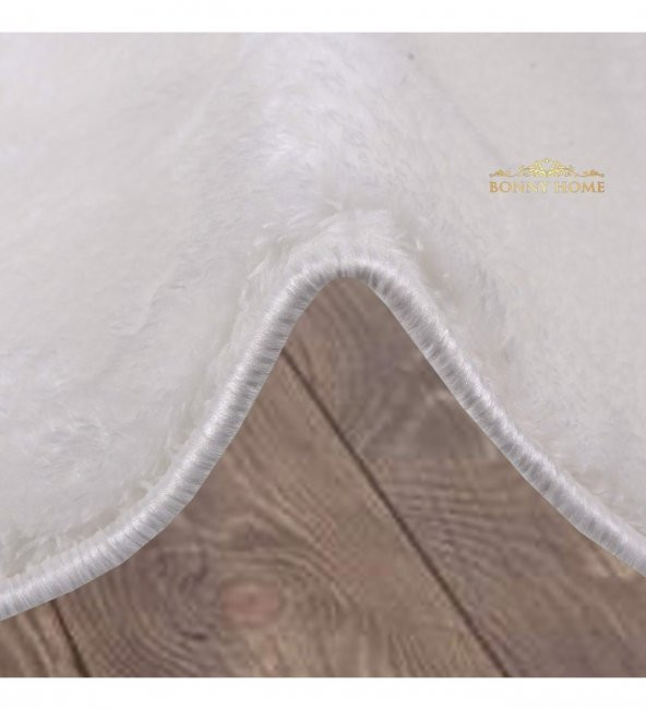 Bonny Home Elite Beyaz 100x100 cm Yuvarlak Peluş Banyo Paspası Kaymaz Taban Pufidik Banyo Halısı - 2