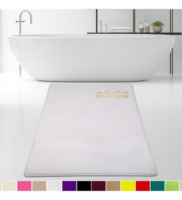 Bonny Home Elite Beyaz 120x180 cm Peluş Banyo Paspası Kaymaz Tabanlı Pufidik Banyo Halısı