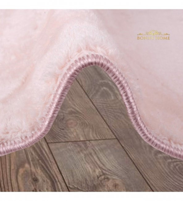 Bonny Home Elite Pudra 120x120 cm Yuvarlak Peluş Banyo Paspası Kaymaz Taban Pufidik Banyo Halısı - 2