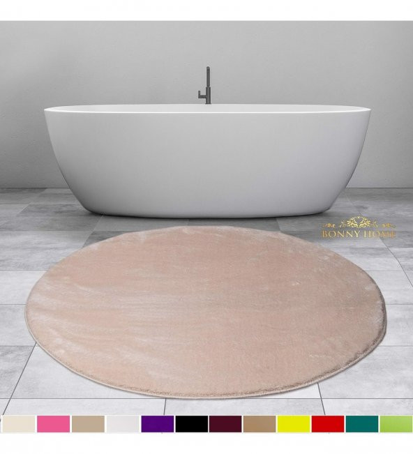 Bonny Home Elite Vizon 120x120 cm Yuvarlak Peluş Banyo Paspası Kaymaz Taban Pufidik Banyo Halısı