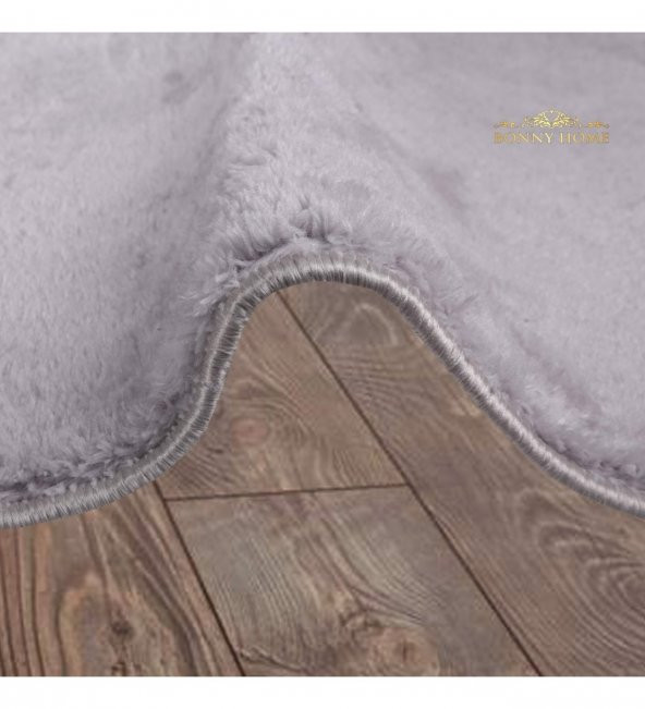 Bonny Home Elite Gri 120x120 cm Yuvarlak Peluş Banyo Paspası Kaymaz Taban Pufidik Banyo Halısı - 2