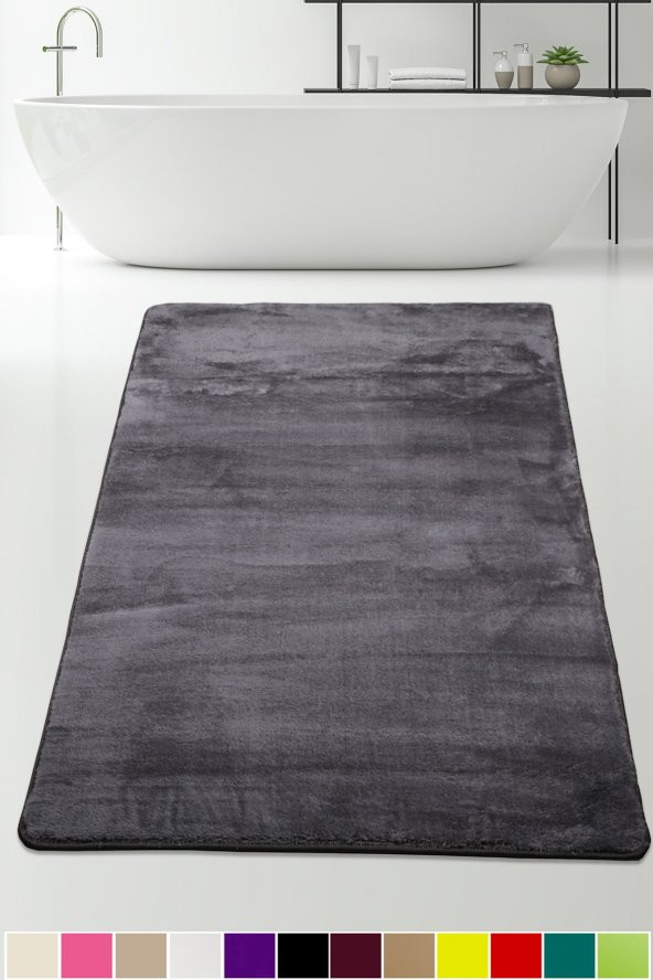 Bonny Home Elite Antrasit 120x180 cm Peluş Banyo Paspası Kaymaz Tabanlı Pufidik Banyo Halısı