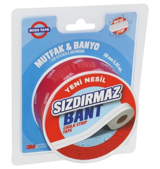 3M Mutfak Banyo Su Sızdırmaz Bant Lavabo Pencere Tezgah Sızdırmazlık Bandı 38mmx3,35 Mt-2 Adet