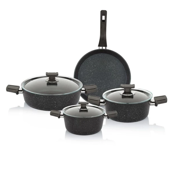 Schafer Savor Yanmaz Yapışmaz 7 Parça Siyah Tencere Seti