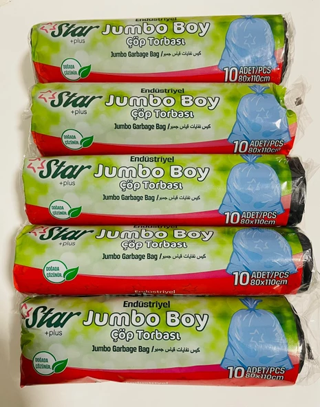 Jumbo Boy Çöp Torbası Star Plus 80X110 Cm 400 gr 10 Adet x 5 Rulo ( Toplam 50 Adet )