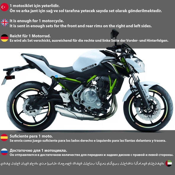 Çınar Extreme® Hypnotic Gökkuşağı Hologram Efektli 4 Parçalı Kesikli Motosiklet Jant Şeridi Sticker - 8